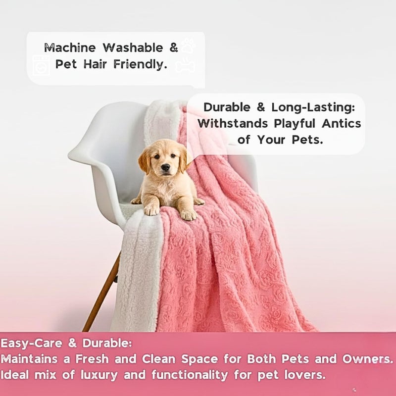 DaDa Bedding Luxury Faux Fur Throw Blanket - [ Non Shedding - Machine Washable] Fluffy Super Cuddly Soft Roses Sherpa Backside - Warm Plush for Lap or Sofa - Bright Vibrant Pink & White - 50" x 60" - Image 5